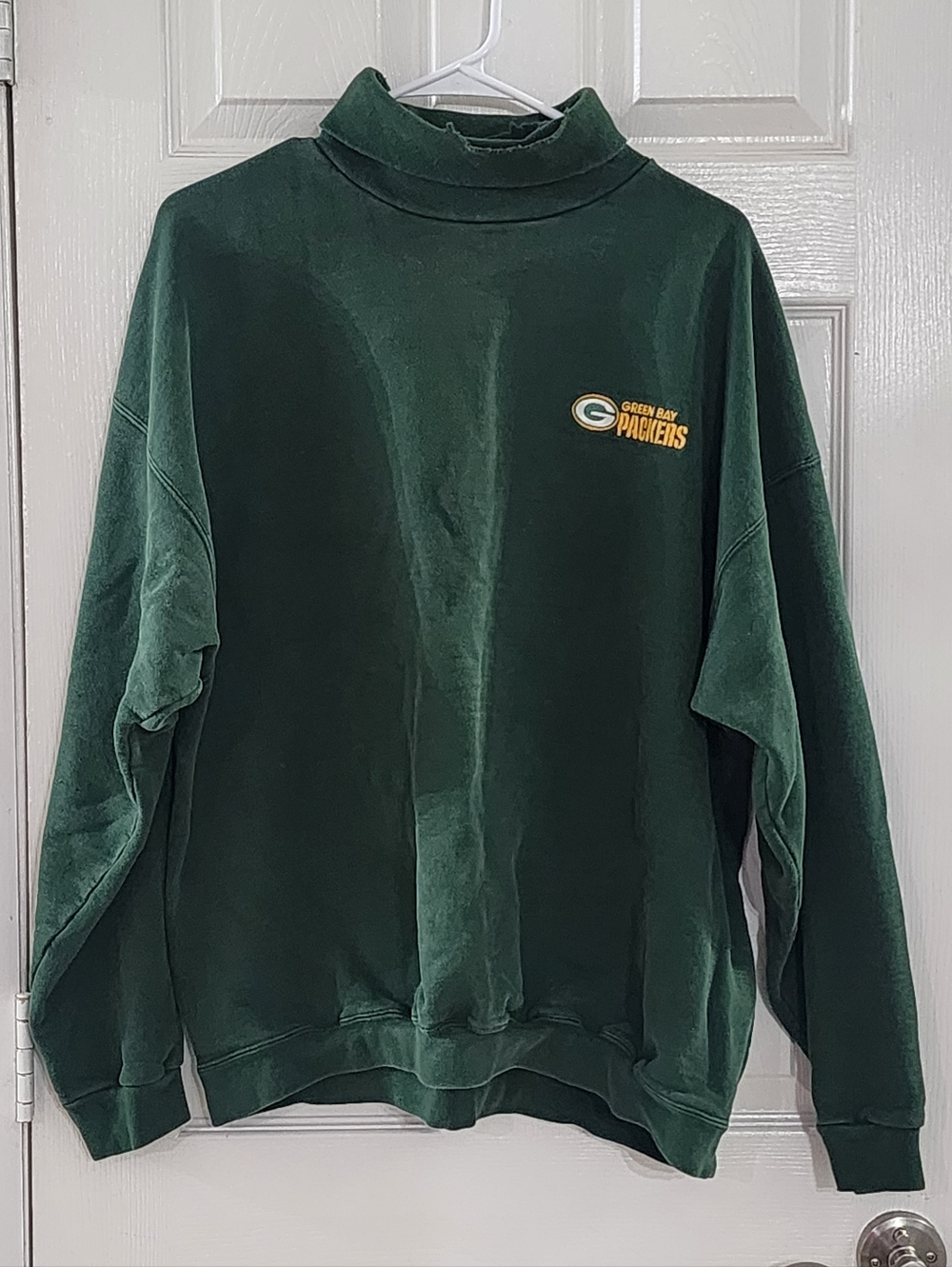 VTG Green Bay Packers Riddell Mock Neck Sweatshirt XL Green 90s Made in USA